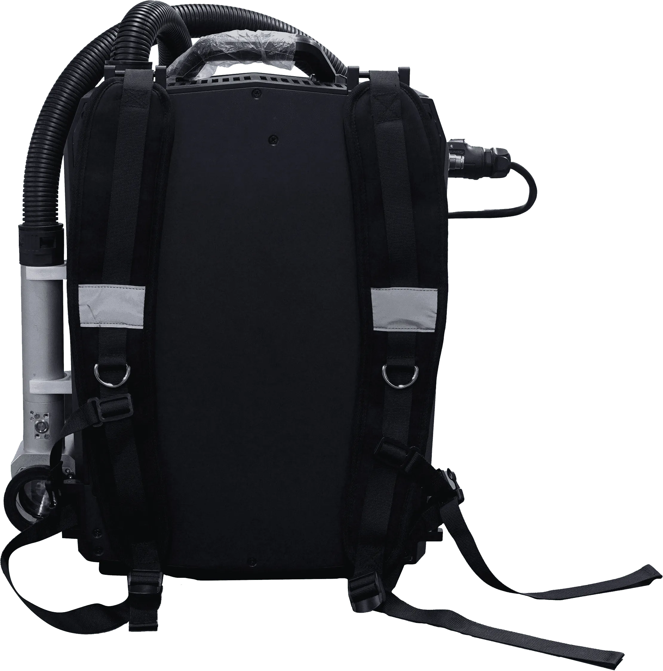 Portable backpack laser cleaner carried by an operator for on-site work
